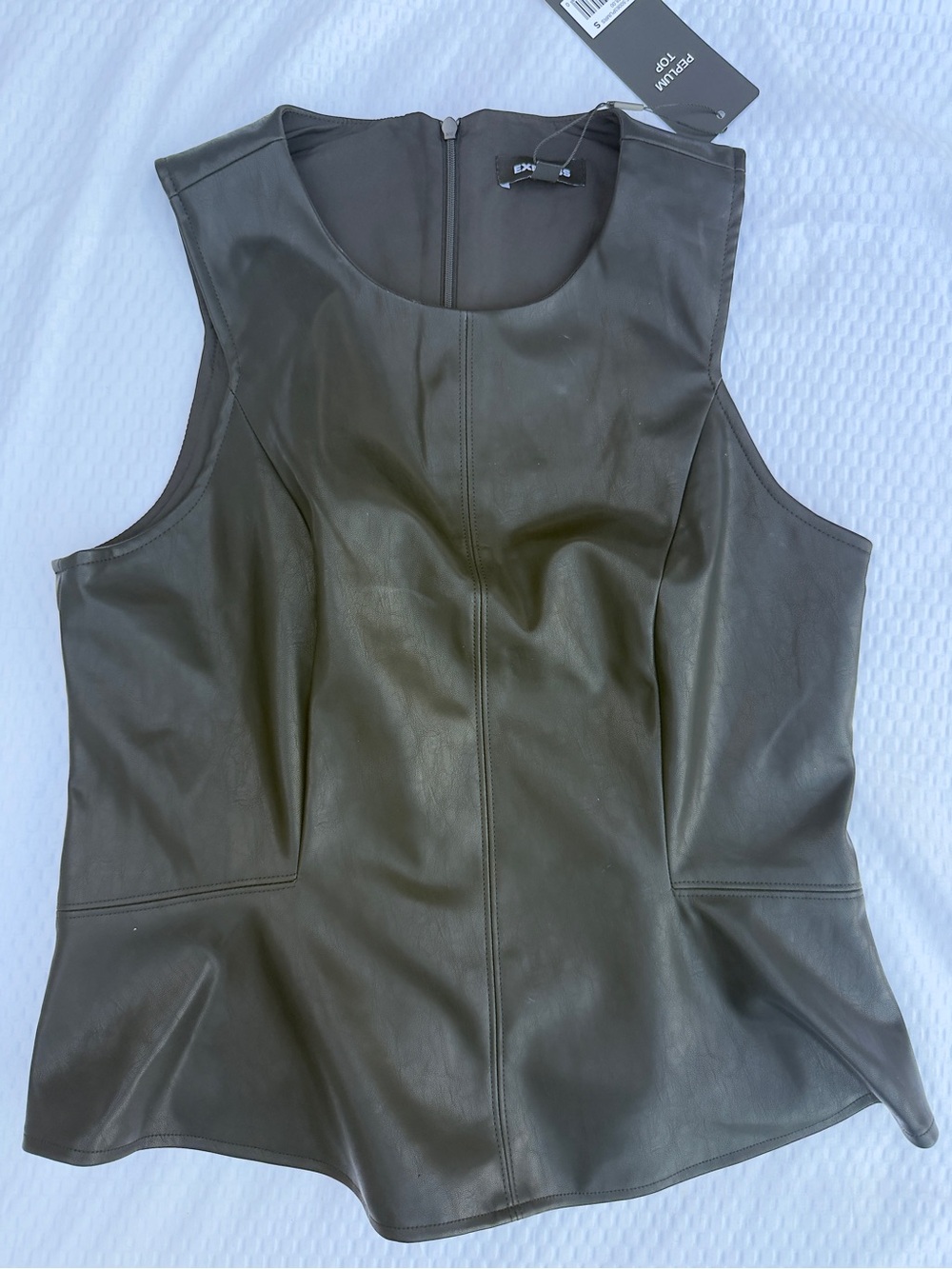 NWT Express Black Faux-Leather Peplum Top